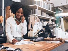Business woman on phone