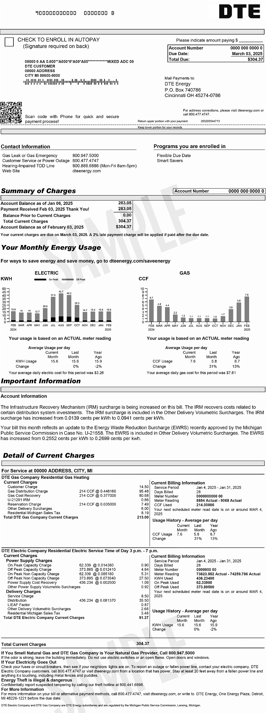 Electric and Natural Gas Bill