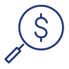 Magnifying glass with dollar sign in it icon
