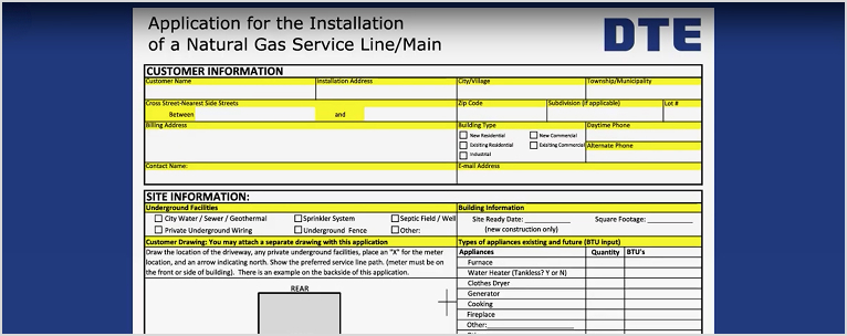 Image of gas service application.