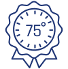 Blue ribbon with 75 degrees in center icon