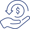 Hand holding dollar sign icon